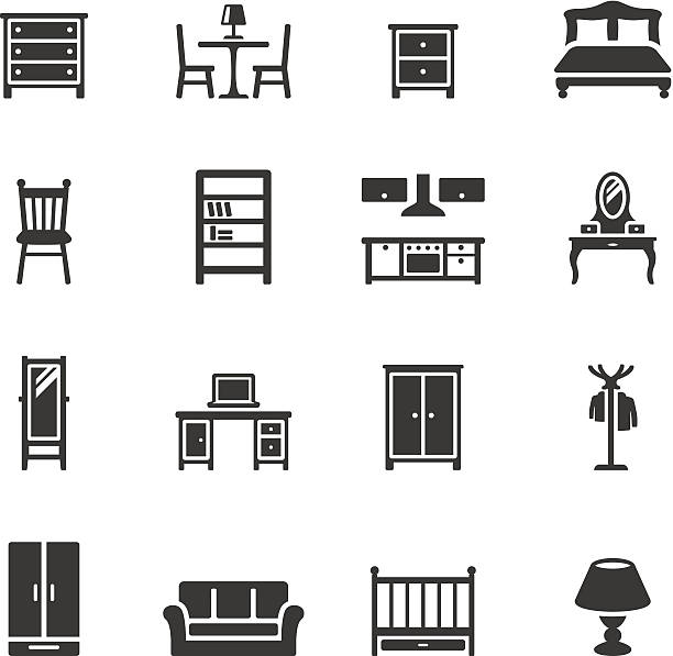 illustrations, cliparts, dessins animés et icônes de soulico icônes-meubles - chest