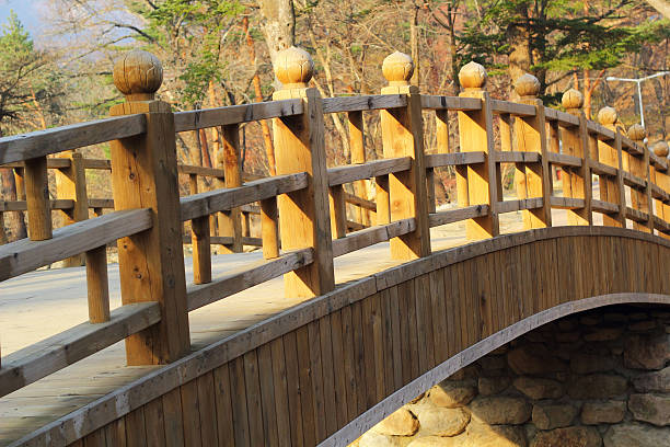 istock Long wooden bridge at Seoraksan Korea. 503260795