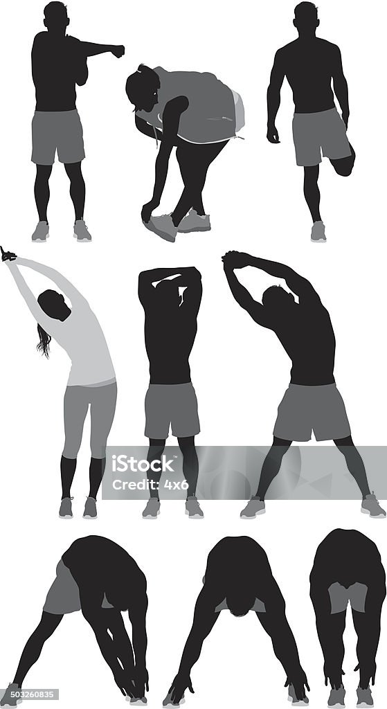 People stretching sports activity People stretching sports activityhttp://www.twodozendesign.info/i/1.png Stretching stock vector