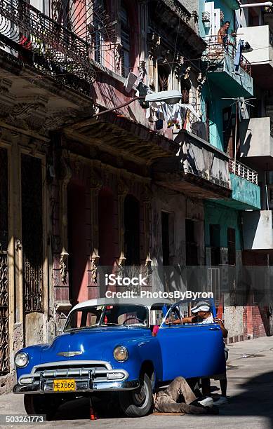 Mechanics Fix Vintage Chevrolet Car In Streets Of Havana Cuba Stock Photo - Download Image Now