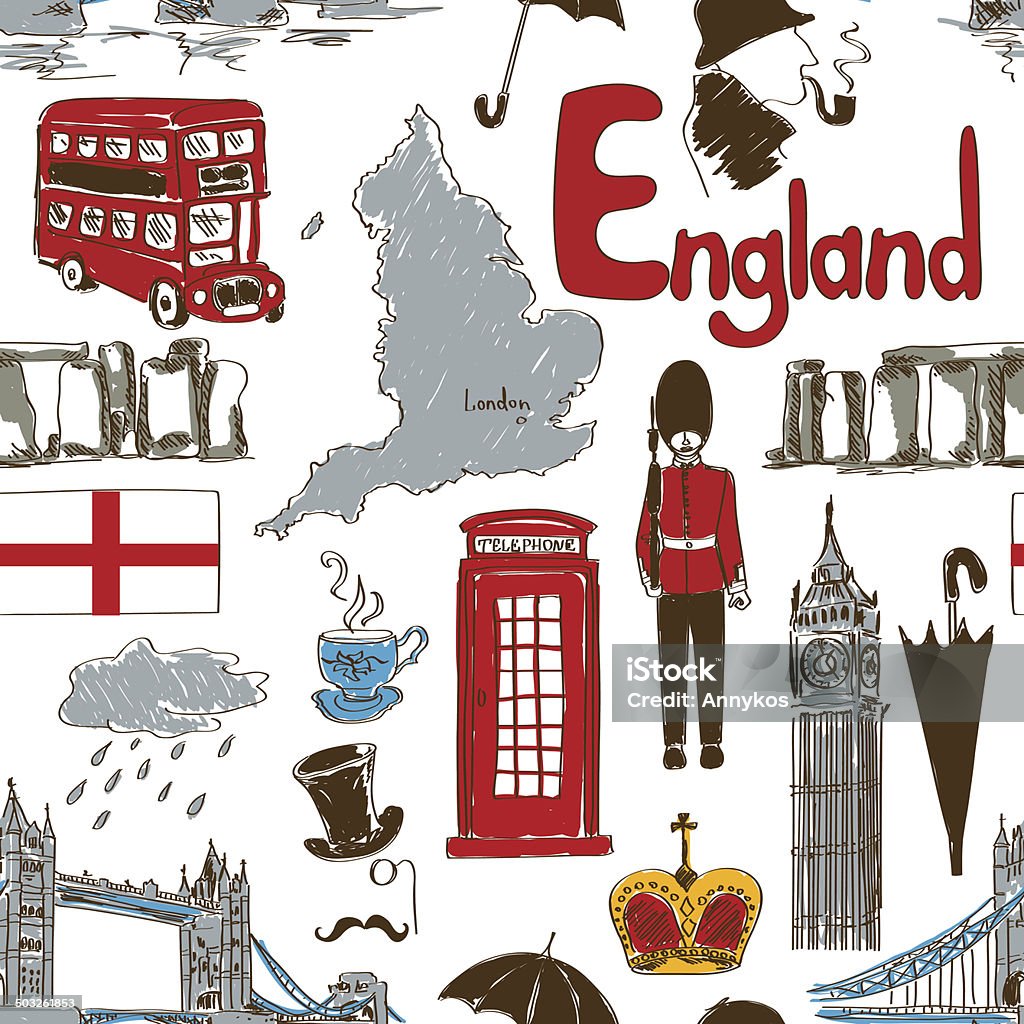 England Pattern Draw Sketch England Seamless Pattern Stock Illustration - Download Image Now ...