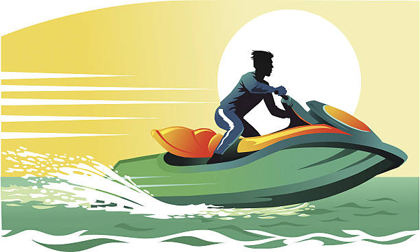 Jet Skier Having Fun All images are placed on separate layers for easy editing. jet boat stock illustrations