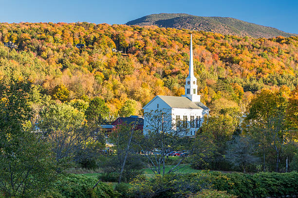 istock Vermont Fall Foliage and the Stowe Community Church 503265672