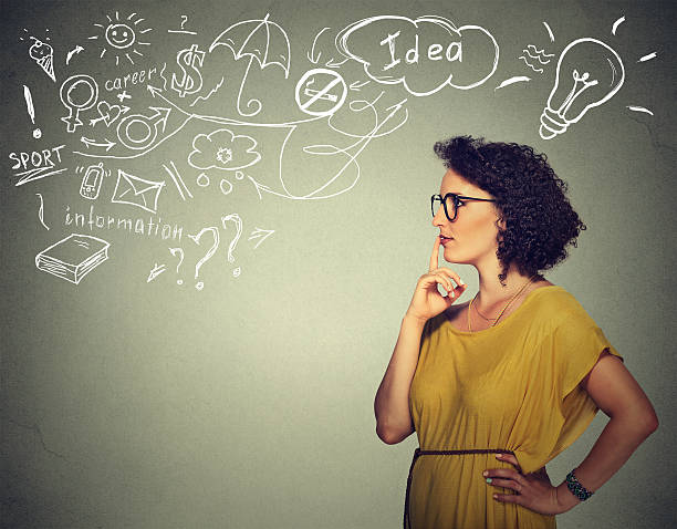 istock woman thinking dreaming has many ideas looking side way 503266792