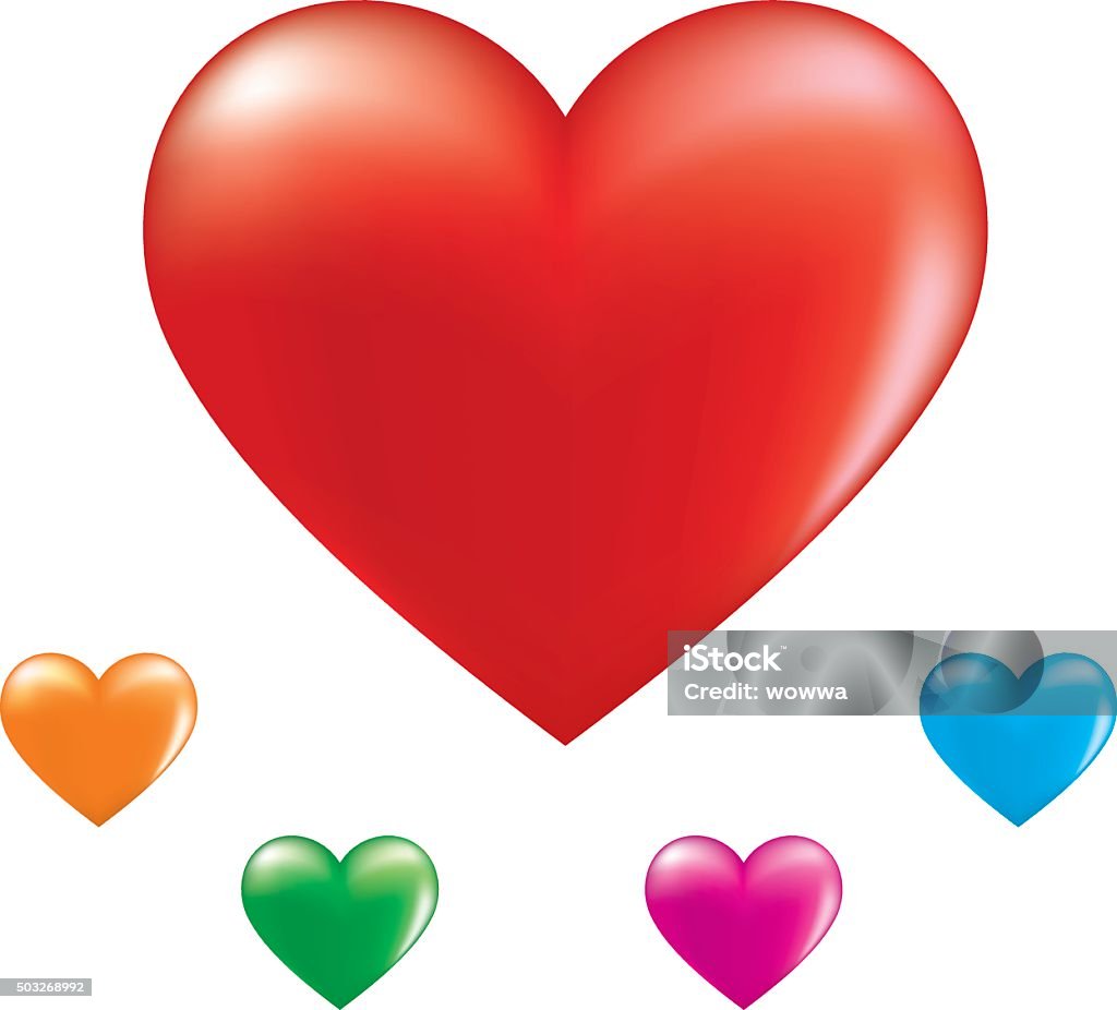 Set of 3D Colorful Hearts Vector Illustration Blue stock vector