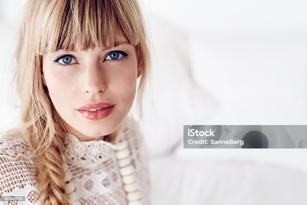 Blue eyed and bohemian style Blue eyed lady looking at camera 25-29 Years Stock Photo