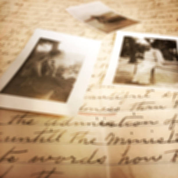 istock Blurred Old Photographs and Letters Background 503270300