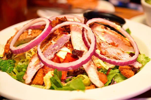 istock grilled chicken salad at the restaurant 503271360