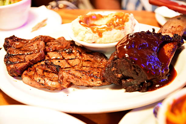 istock Ribeye steak with ribs and mash potato at the restaurant 503272018