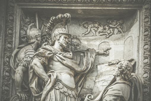Detail of a Statue at Trevi Fountain in Rome 