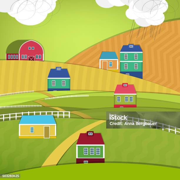 Eco Farm Landscape Stock Illustration - Download Image Now - Agriculture, Backgrounds, Environment