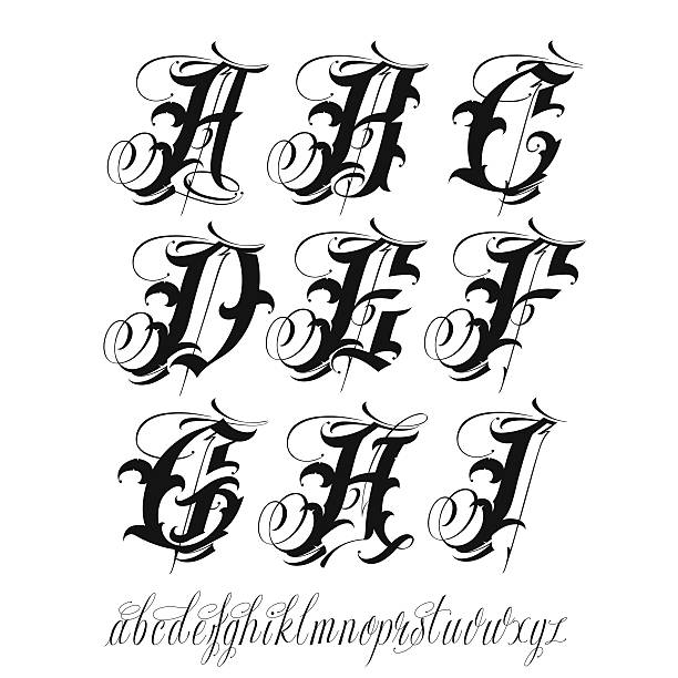 Tattoo Alphabet Stock Illustration - Download Image Now - Tattoo,  Non-Western Script, Calligraphy - iStock