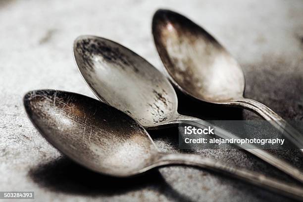 Vintage Restaurant Spoons Stockfoto und mehr Bilder von Löffel - Löffel, Rostig, Silber