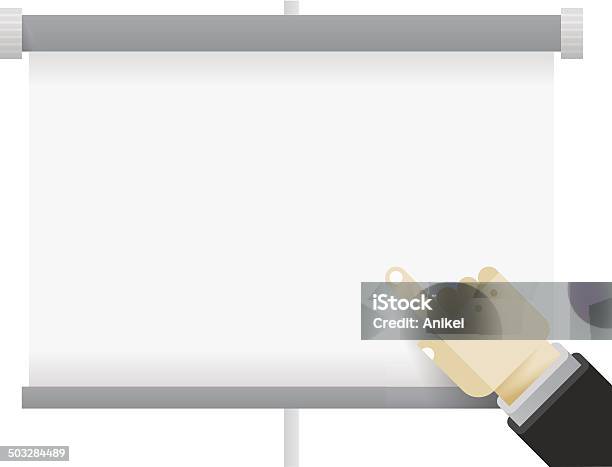 Business Presentation Display Board With Pointing Businessman Hand Stock Illustration - Download Image Now