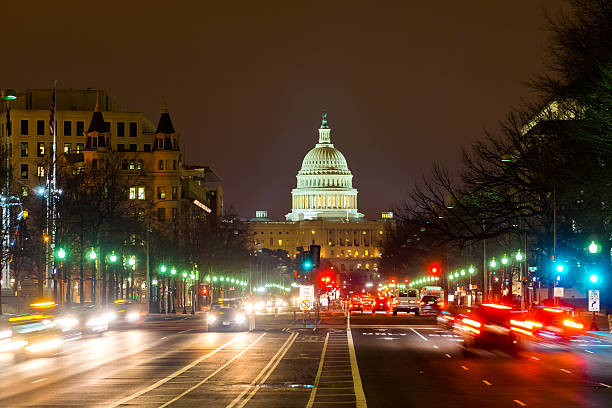 istock Capitol Hill traffic by night, Washington DC 503284589