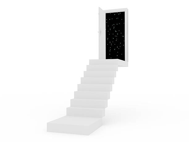 istock stair with the opening door 3D 503286135