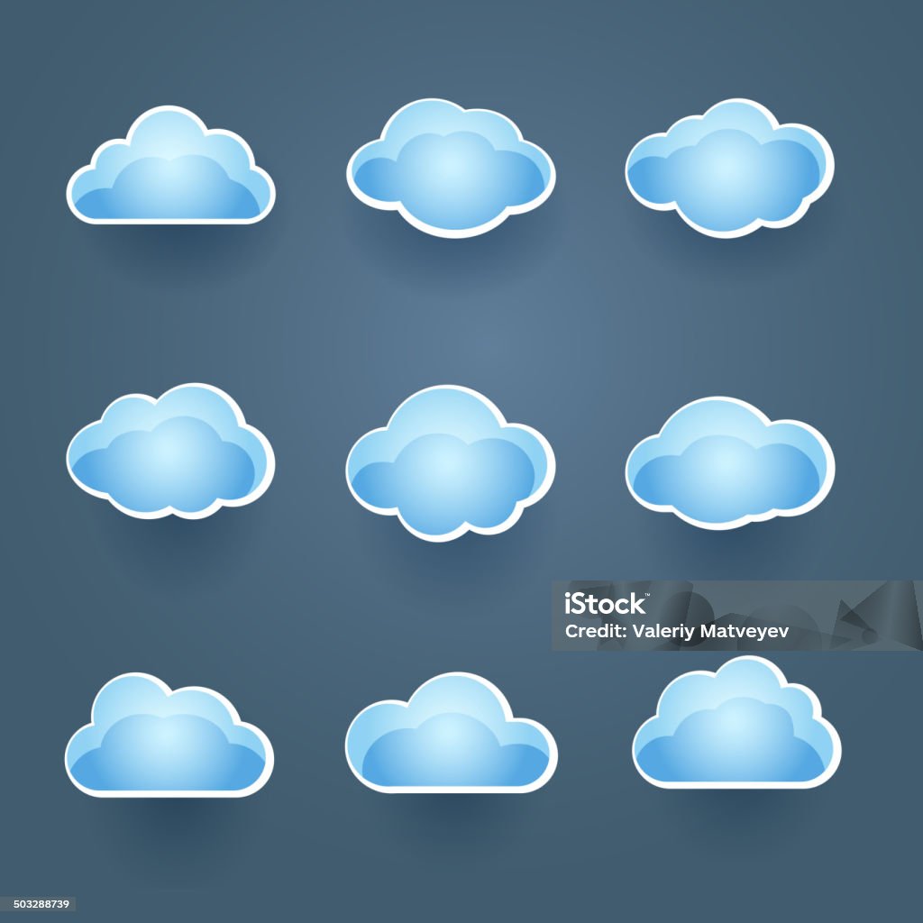 Satz von blauen Vektor-cloud icon - Lizenzfrei Blau Vektorgrafik