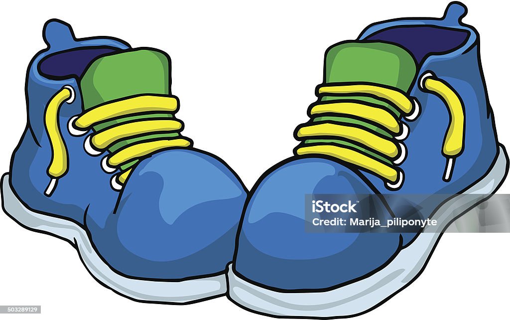 Blue Shoes Stock Illustration - Download Image Now - Cartoon, Running,  Sports Shoe - iStock