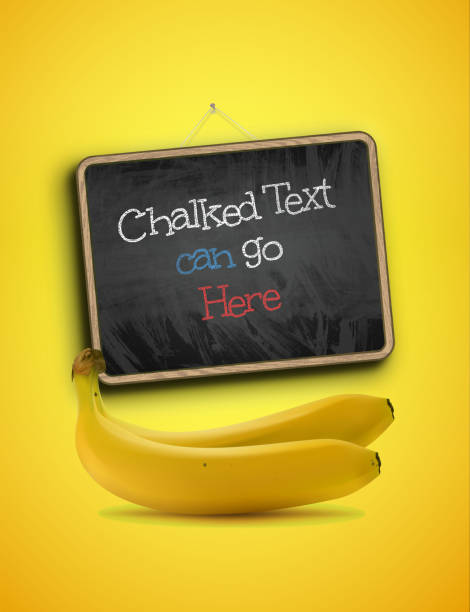 ilustraciones, imágenes clip art, dibujos animados e iconos de stock de banana y pizarra - backgrounds blackboard education environment