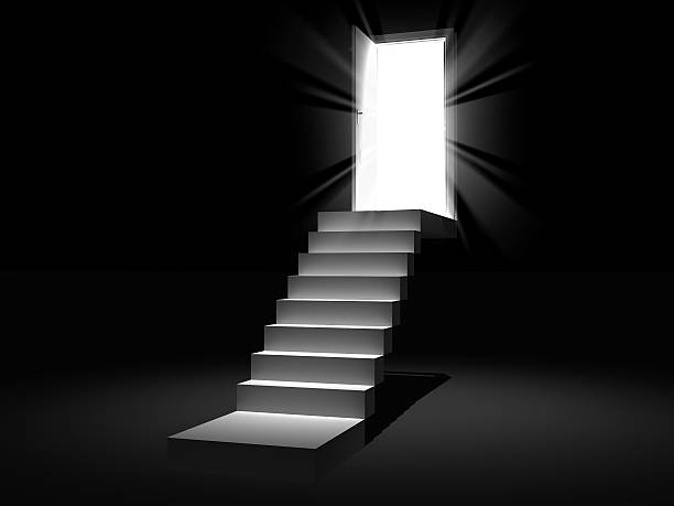 istock stair with the opening door 3D 503290263