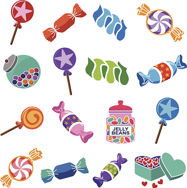 various candies - lolipop illüstrasyonlar stock illustrations