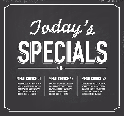 Chalkboard style text template Today's Special design.