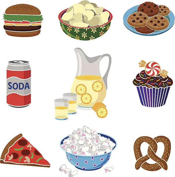 Vector illustration of party food