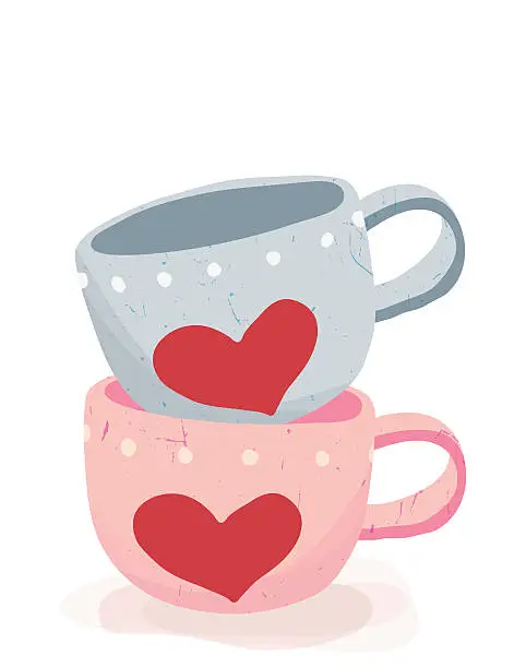 Vector illustration of Couple coffee cups