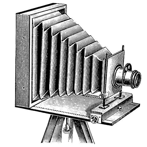 빈티지 여행 카메라 - camera engraving old retro revival stock illustrations