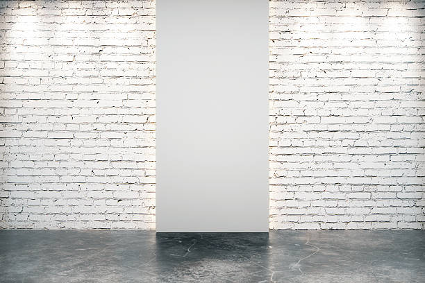 istock Blank grey part of white brick wall in empty room 503299992