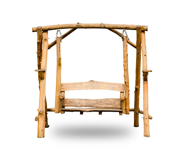 istock wooden swing chair 503301928