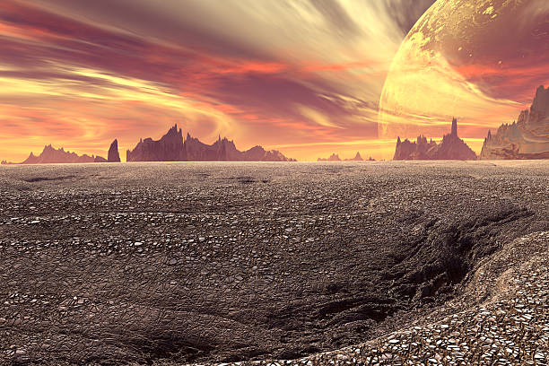 istock Fantasy alien planet. Rocks and sky 503302290