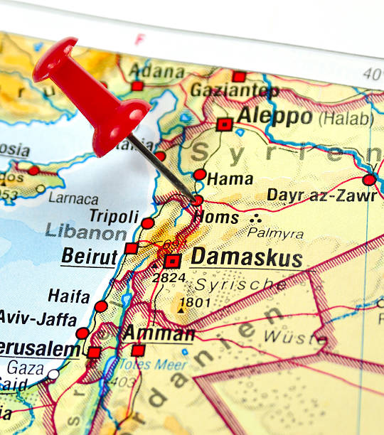 istock Map of Syria with pin 503303340