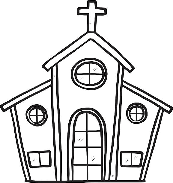 church church / cartoon vector and illustration, black and white, hand drawn, sketch style, isolated on white background. church clipart stock illustrations