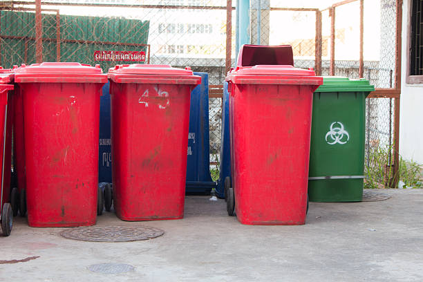 istock Blue , red bins , recycling bins 503306088