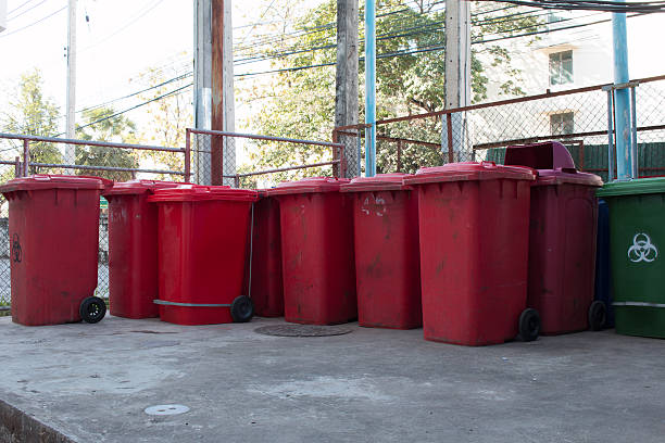 istock Blue , red bins , recycling bins 503306300