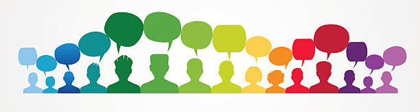 Icons of people with speech bubbles.. Icons of people with speech bubbles. People Chatting. Vector illustration of a communication concept, relating to feedback, reviews and discussion. . inspiration silhouettes stock illustrations