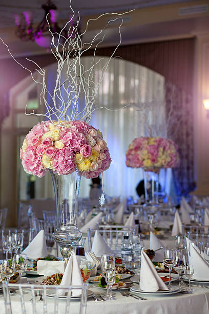 istock Beautiful flowers on table in wedding day. Luxury holiday background. 503307586