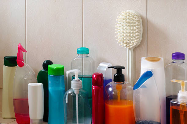 istock Many shampoo and soap bottles on a bathroom shelf. 503307638