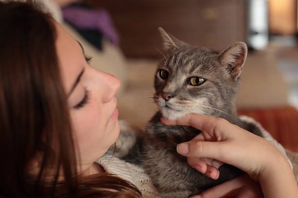 istock Teenager with her cat 503309552