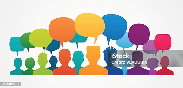Icons Of People With Speech Bubbles Stock Illustration - Download Image Now - Speech Bubble, People, Discussion