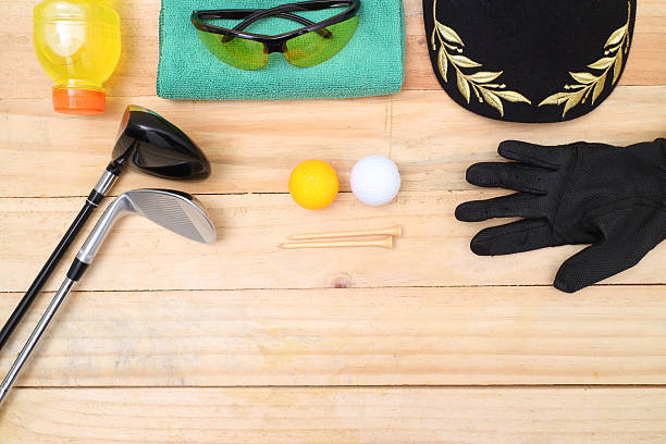 istock Golf equipment on wood floor preparing for good game 503309794