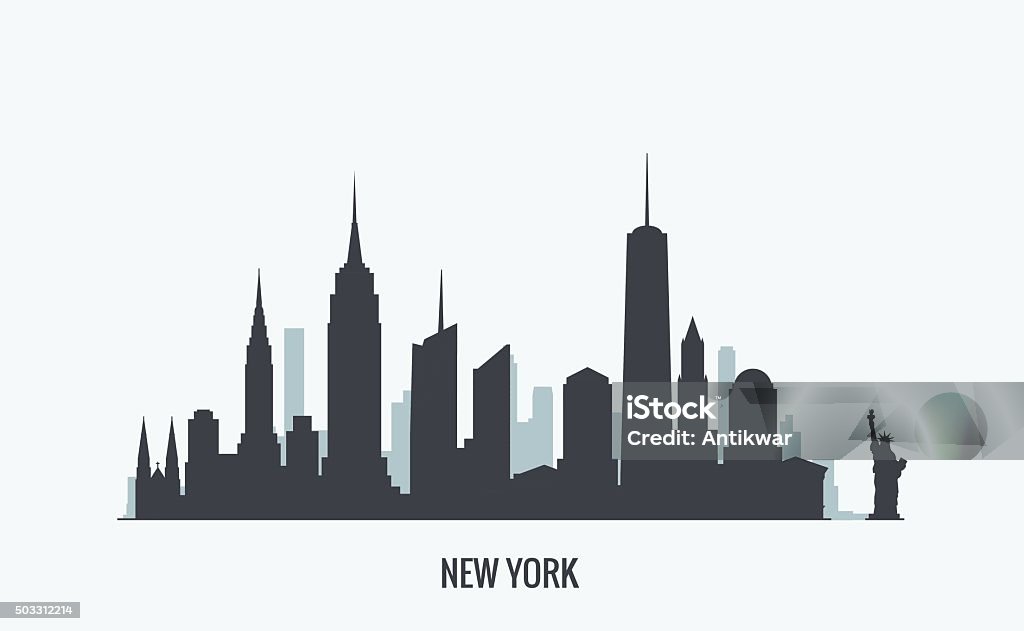 Нью-Йорк skyline силуэт - Векторная графика Линия горизонта роялти-фри