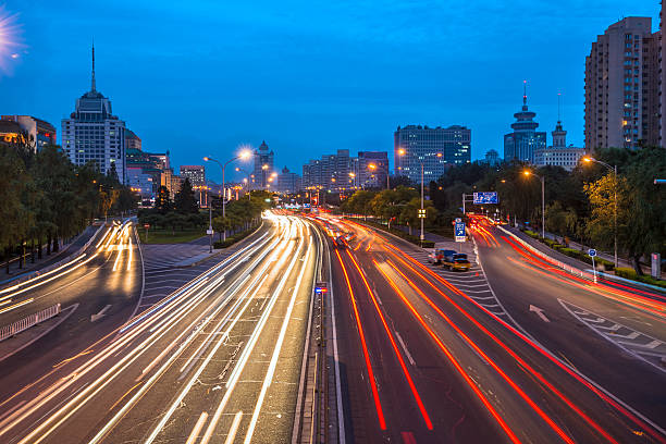 istock Urban highway traffic at night 503312535