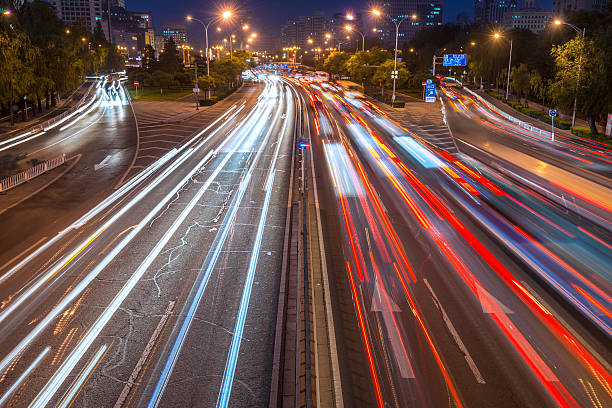 istock Urban highway traffic at night 503312555