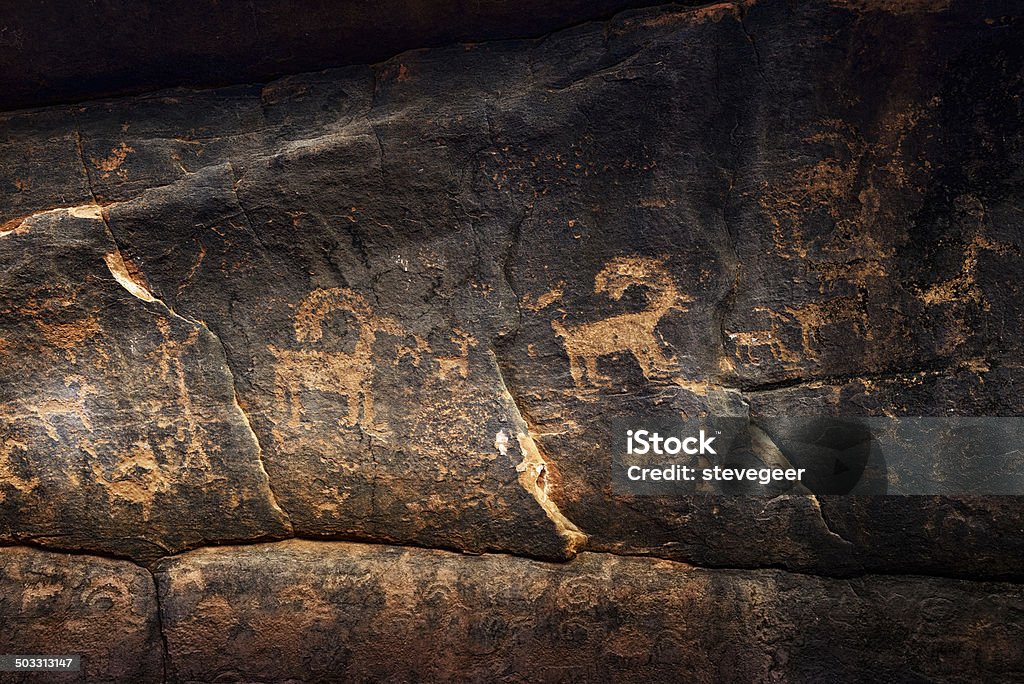 Pré-Anasazi Petroglyphs, Parque Nacional de Zion, Utah - Royalty-free Parque Nacional de Zion Foto de stock