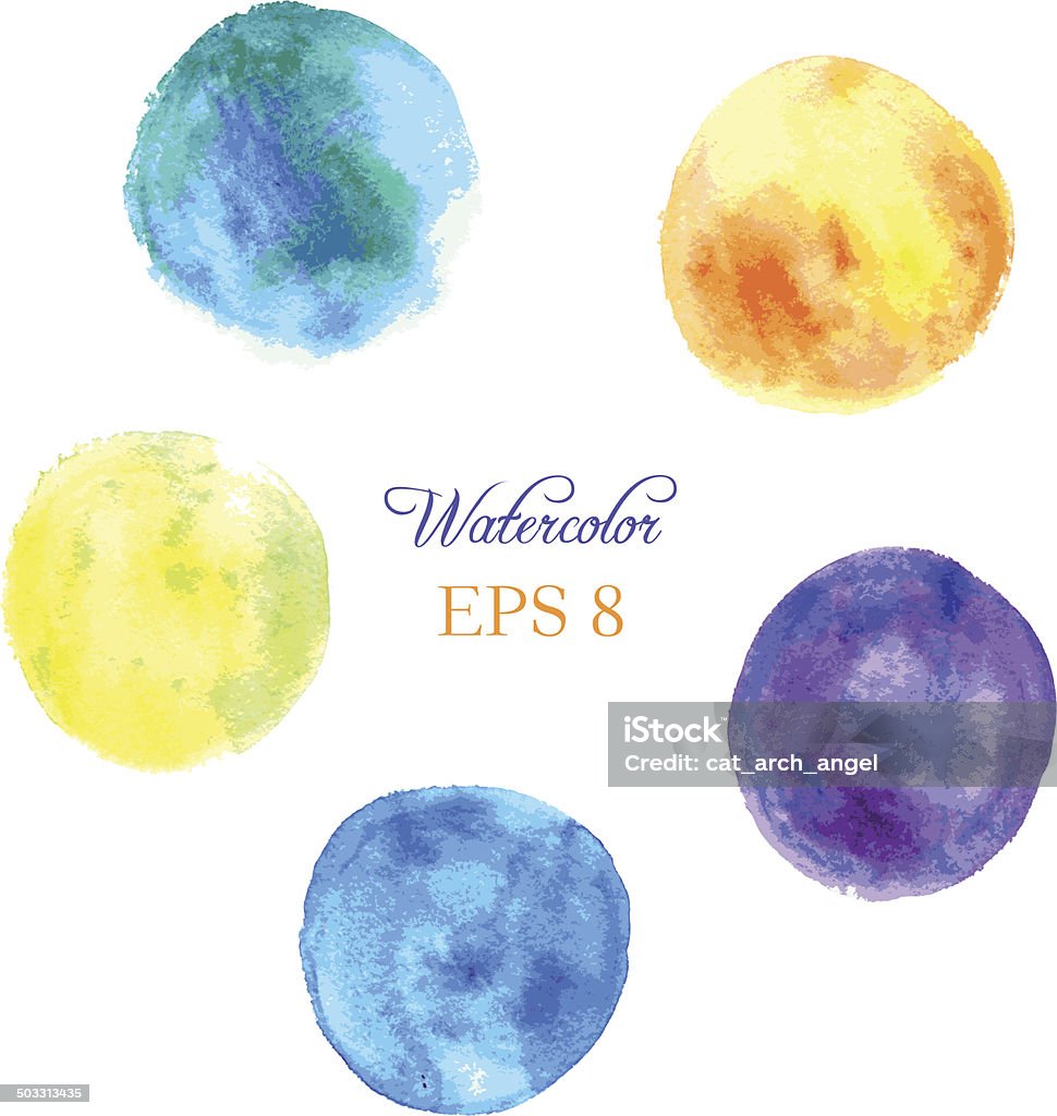 vector set of colored circles vector set of colored circles painted by watercolor,  vector illustration Abstract stock vector