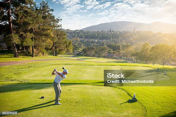 Golfer On The Tee Box Stock Photo - Download Image Now - Golf, Teeing Off, Golf Course