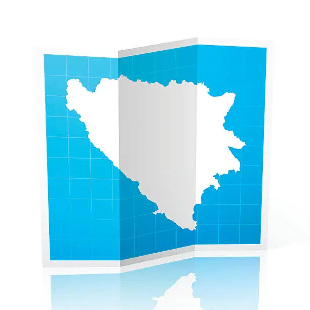 Vector illustration of Bosnia and Herzegovina Map folded, isolated on white Background