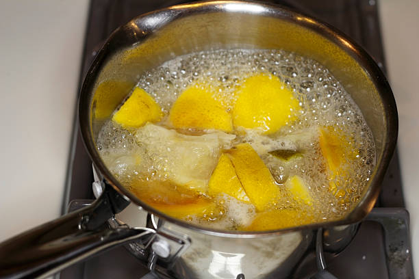 citrus latente no fogão - lemon food preparation portion imagens e fotografias de stock